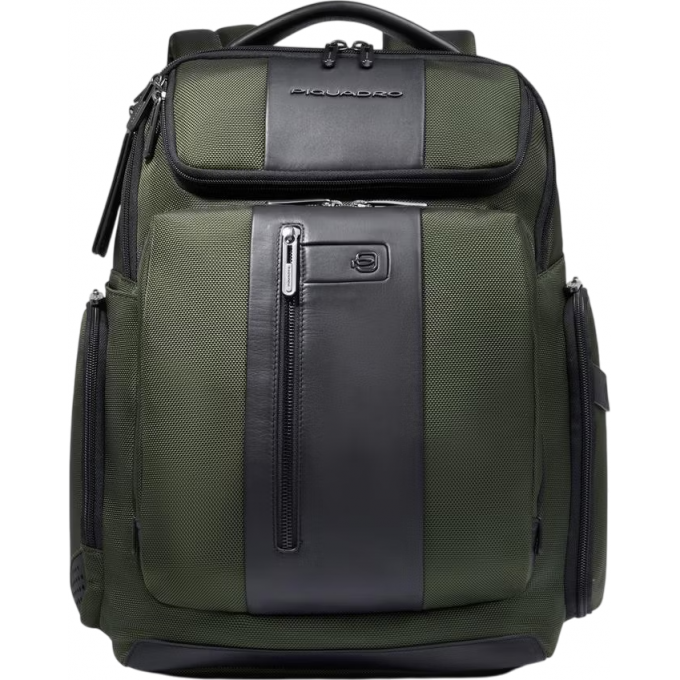 Рюкзак мужской PIQUADRO BRIEF2 хаки ткань/натуральная кожа CA5477BR2/VE2