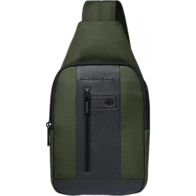 Рюкзак слинг мужской PIQUADRO хаки ткань/натуральная кожа CA4536BR2/VE2